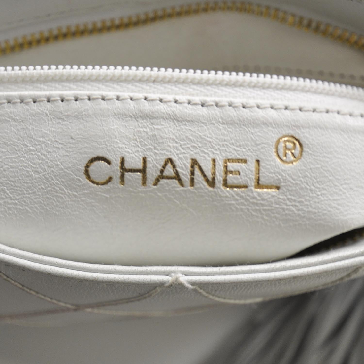 Chanel Lambskin Diamond Stitched Crossbody Tassel Bag White 7 of 10