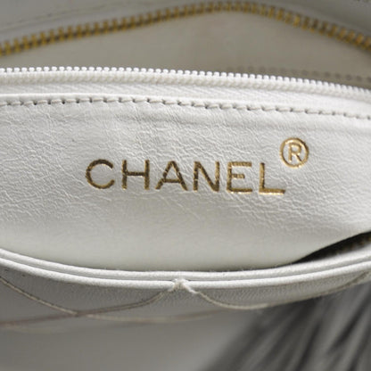 Chanel Lambskin Diamond Stitched Crossbody Tassel Bag White 7 of 10