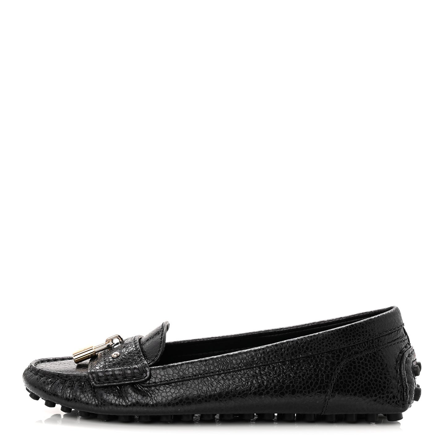 Grained Calfskin Close Up Flat Loafer 37 Black