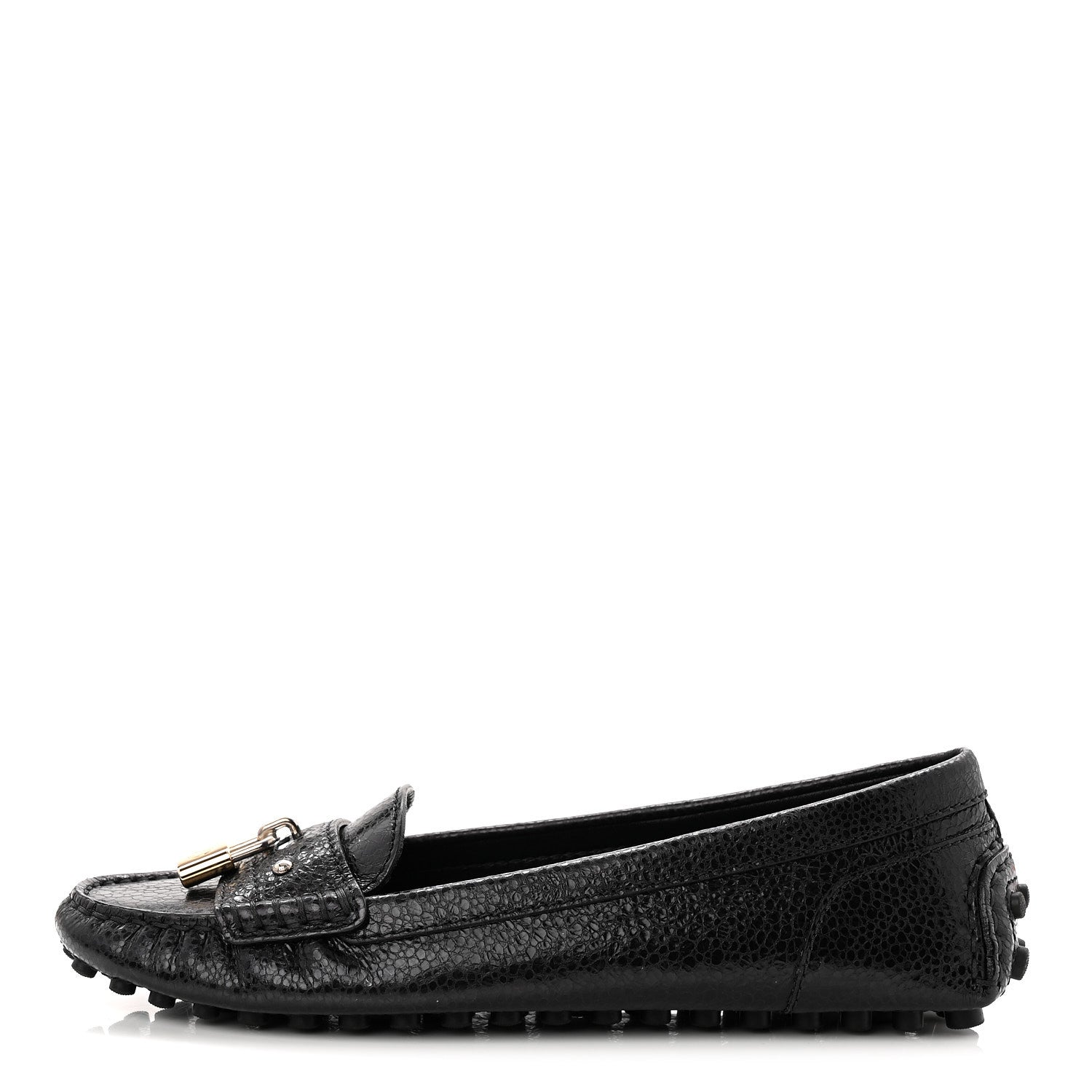 Louis Vuitton Grained Calfskin Close Up Flat Loafer 37 Black 1 of 10