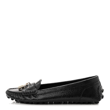 Louis Vuitton Grained Calfskin Close Up Flat Loafer 37 Black 1 of 10