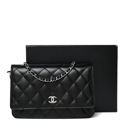 Chanel Lambskin Quilted Wallet On Chain WOC Black 13 of 13