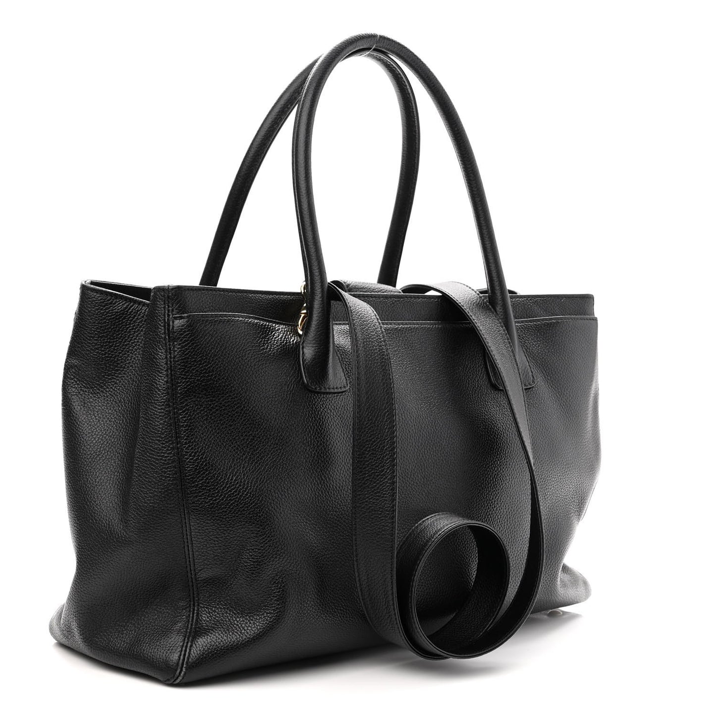 Calfskin Cerf Executive Shopper Tote Black