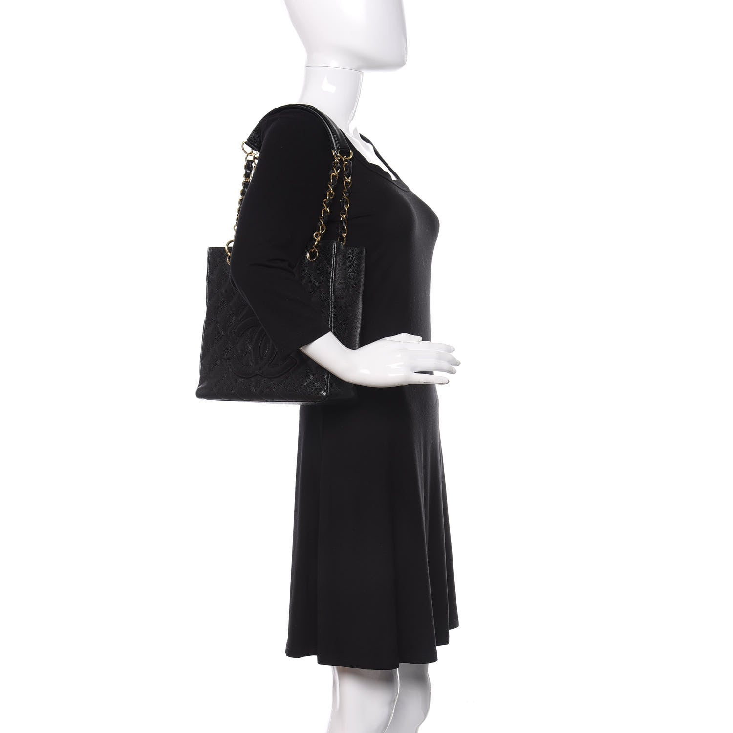 Chanel Caviar Quilted Petit Shopping Tote PST Black 2 of 10
