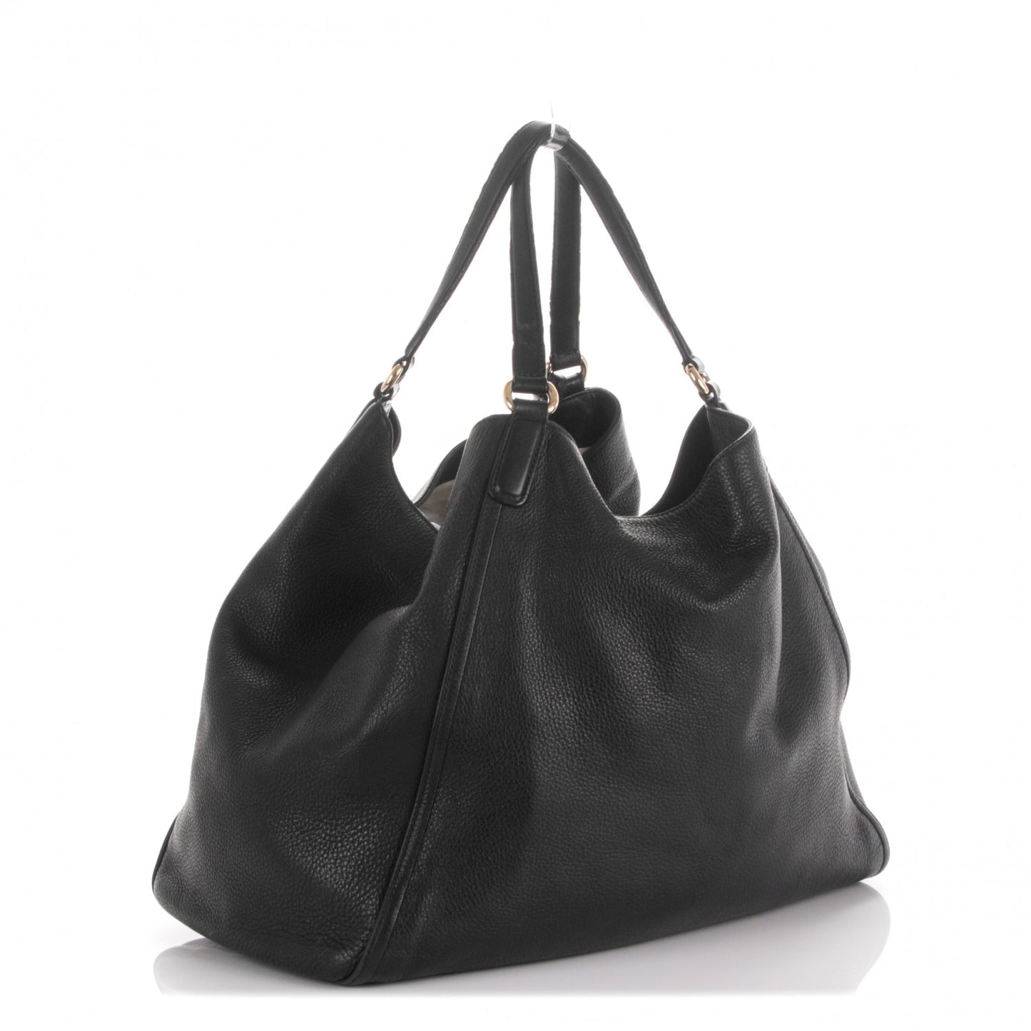 Pebbled Calfskin Large Soho Shoulder Bag Black