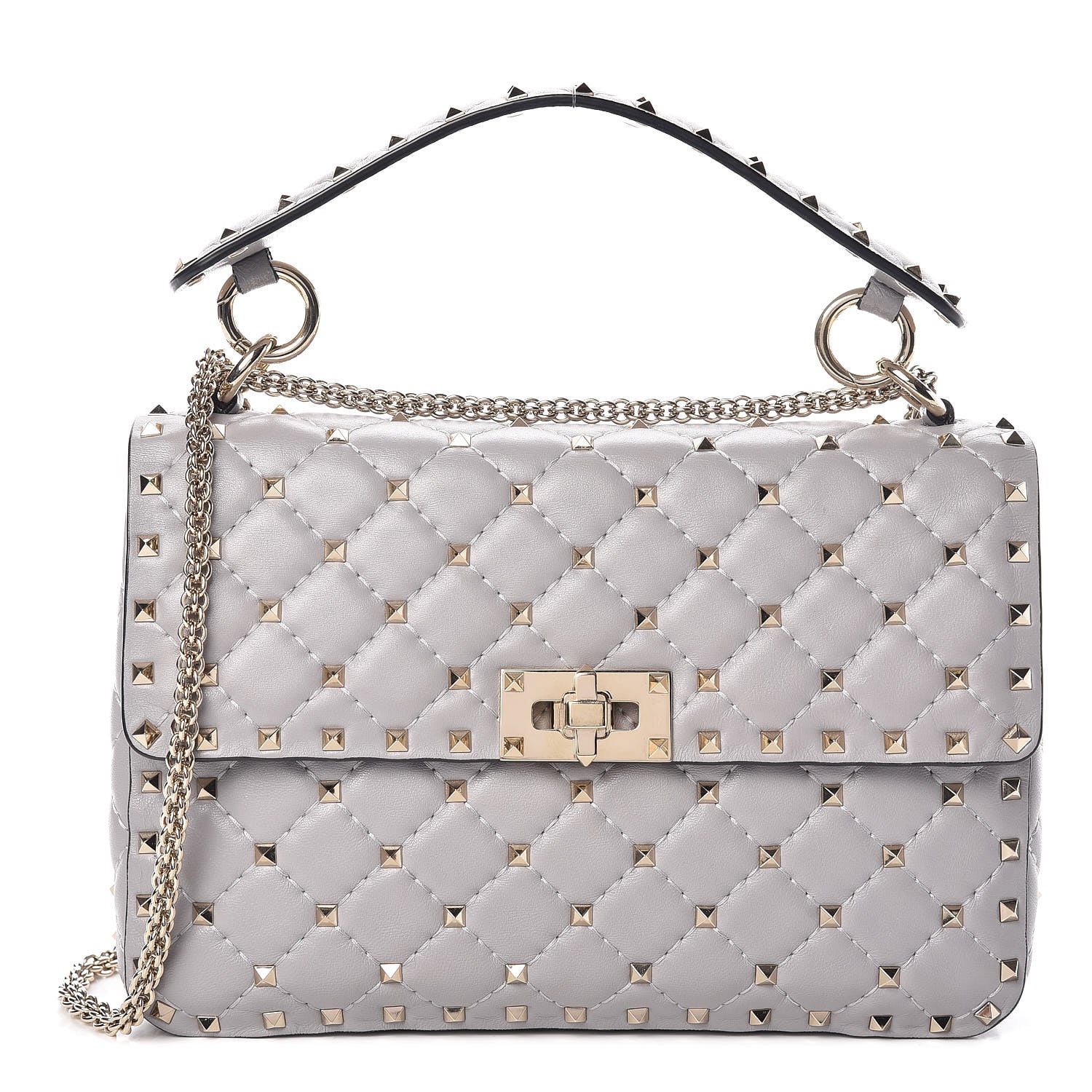 Valentino Garavani Nappa Medium Rockstud Spike Shoulder Bag Grey 1 of 14