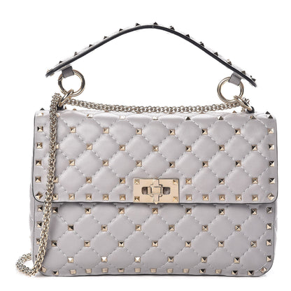 Valentino Garavani Nappa Medium Rockstud Spike Shoulder Bag Grey 1 of 14