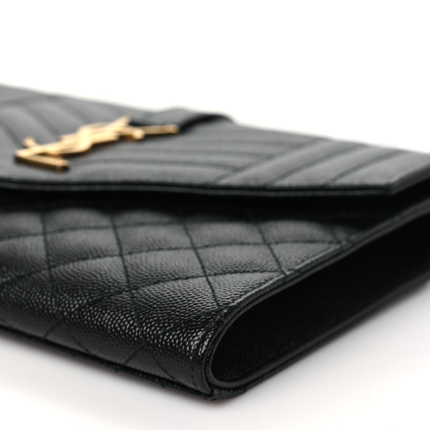 Grain De Poudre Textured Mixed Matelasse Triquilt Monogram Clutch Black