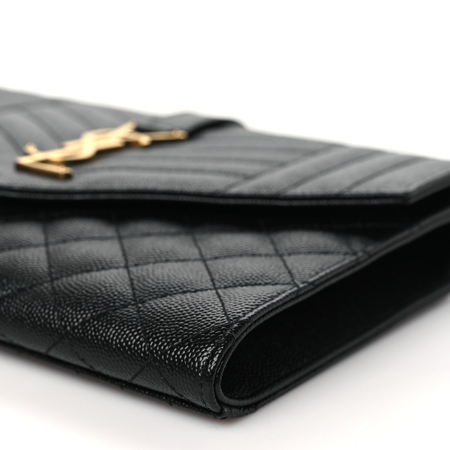 Saint Laurent Grain De Poudre Textured Mixed Matelasse Triquilt Monogram Clutch Black 10 of 10