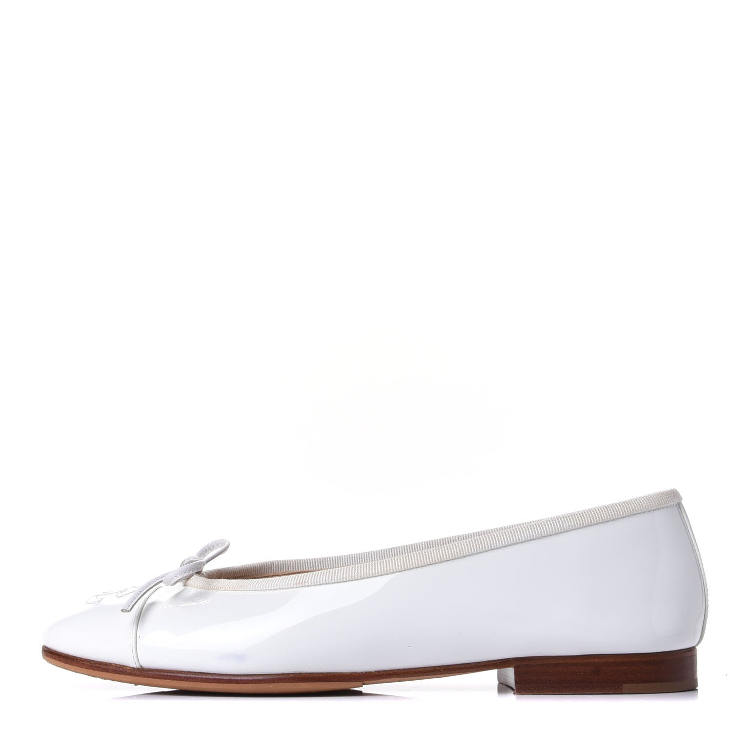 Chanel Calfskin Cap Toe Ballerina Flats 36 White 1 of 8