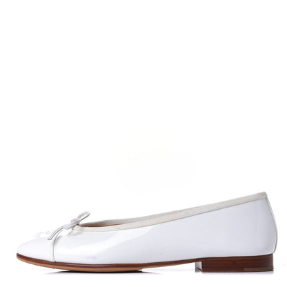 Chanel Calfskin Cap Toe Ballerina Flats 36 White 1 of 8
