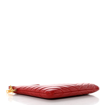 Saint Laurent Calfskin Matelasse Chevron Monogram A5 Wristlet Bandana Red 4 of 8