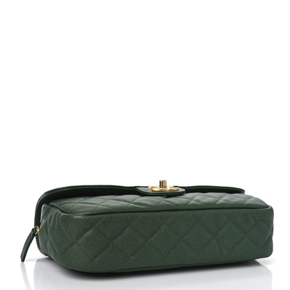 Chanel Caviar Quilted Medium Single Flap Dark Green 4 of 9