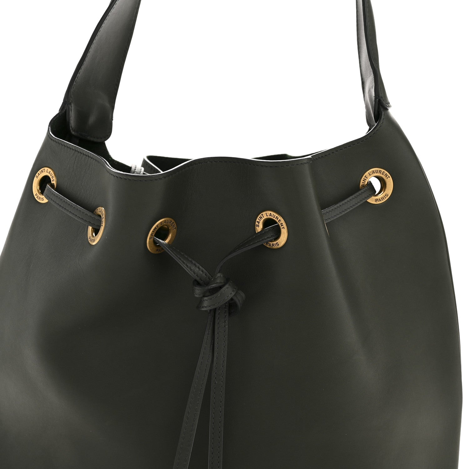 Saint Laurent Calfskin Medium Paris VII Flat Hobo New Vert Fonce 9 of 14