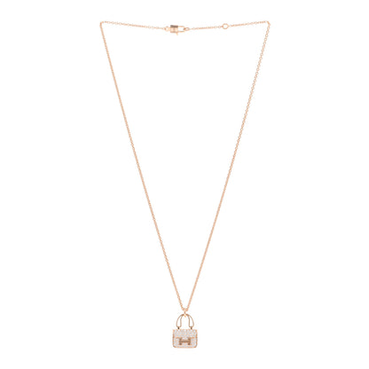 Hermes 18K Rose Gold Diamond Constance Amulettes Pendant Necklace 3 of 6