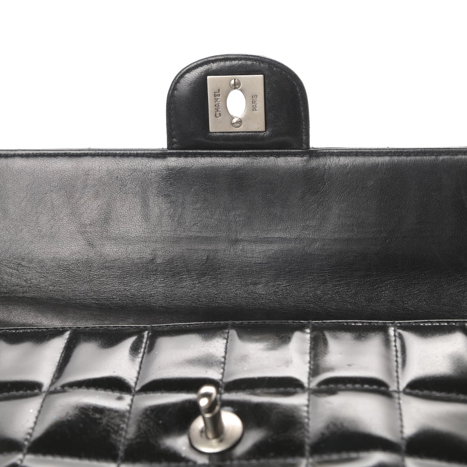 Chanel Patent Quilted East West Chocolate Bar Flap Black 12 of 14