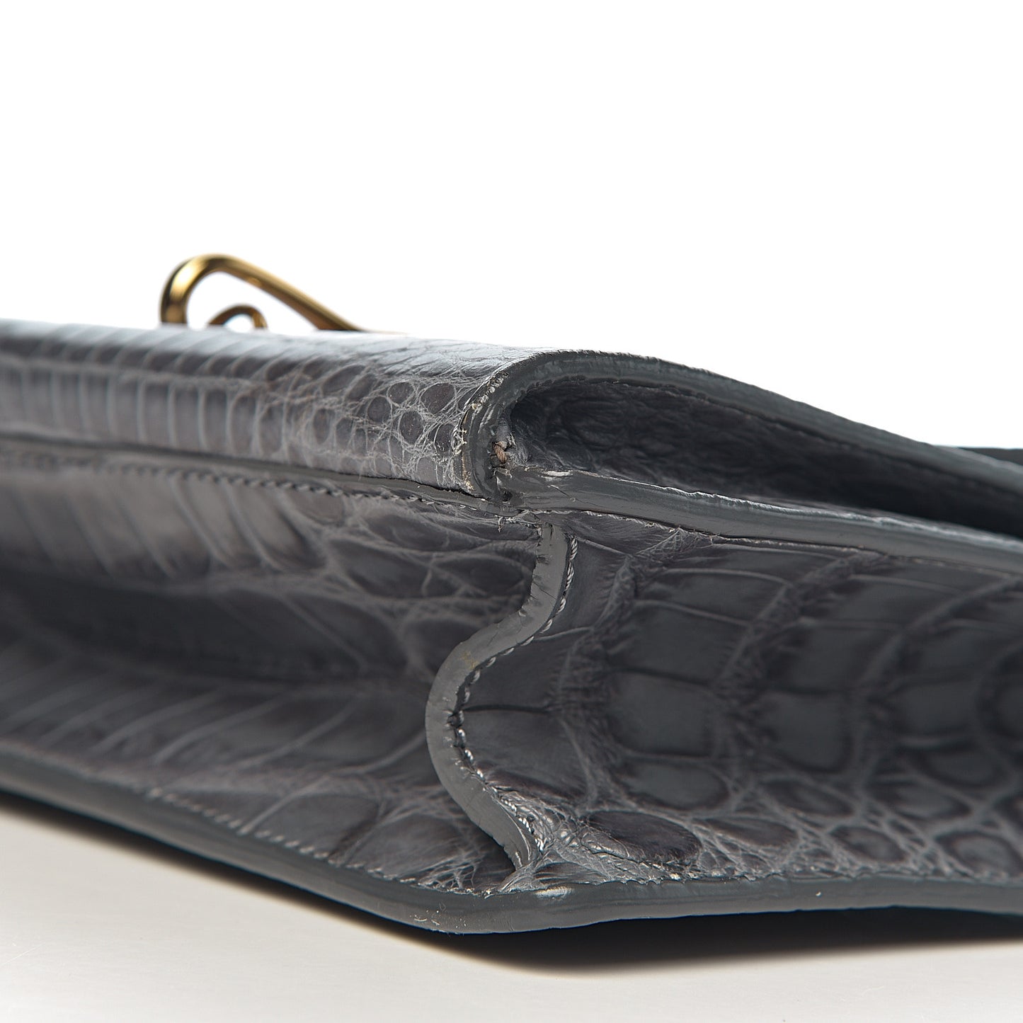 Alligator Small Macken Crossbody Bag Grey