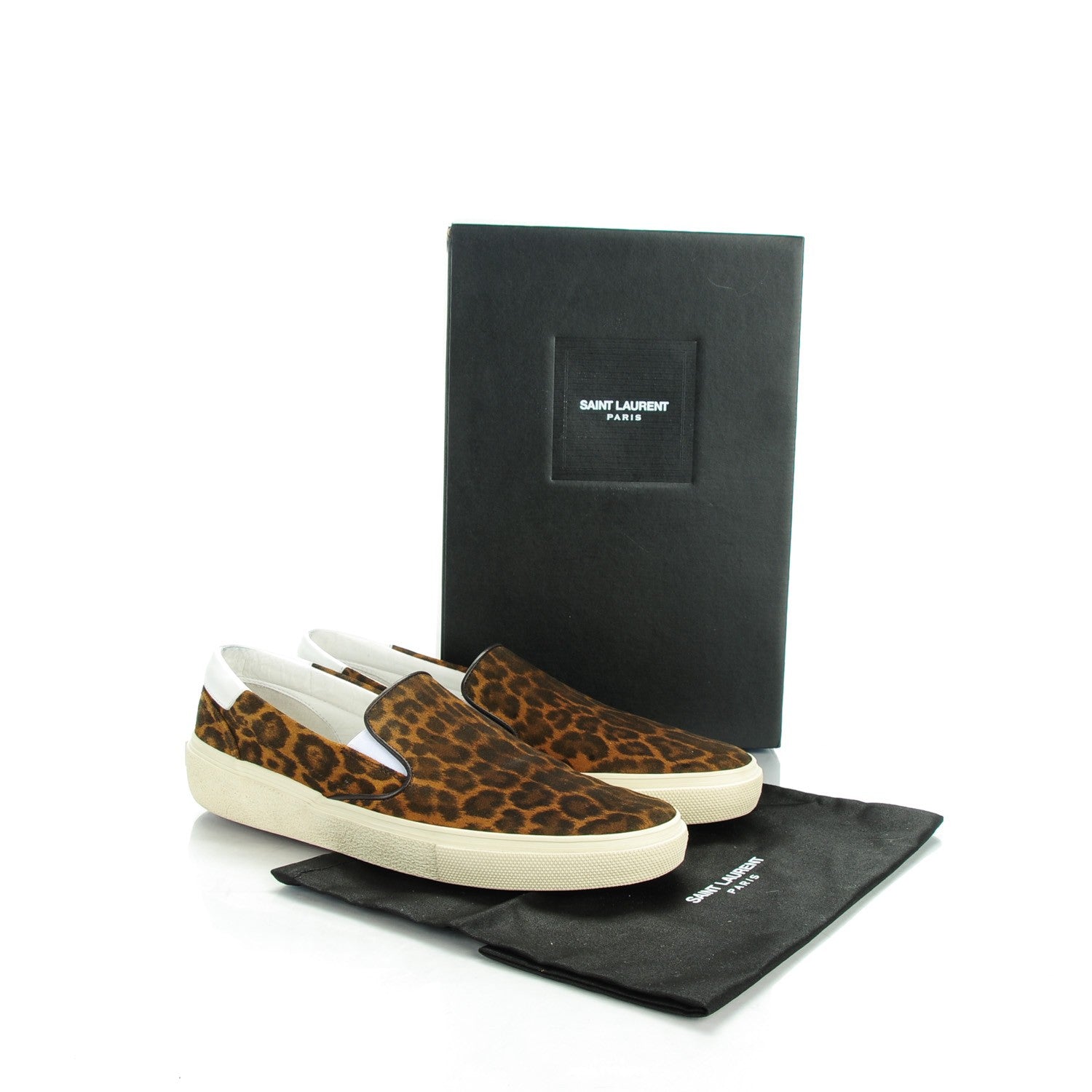 Saint Laurent Leopard Print Lame Skate Slip On Sneakers 41.5 Gold 9 of 9