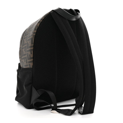 Fendi Glazed Fabric Nylon FF 1974 Diagonal Pouch Pocket Backpack Tobacco Moresco Black 3 of 10