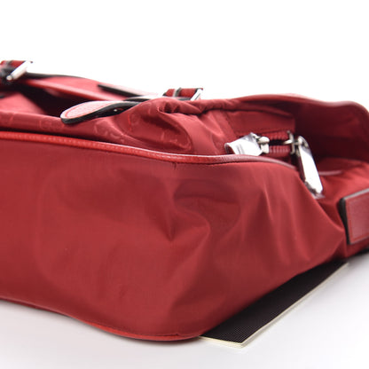 Gucci Nylon Monogram Double Buckle Flap Messenger Bag Vibrant Red 10 of 10