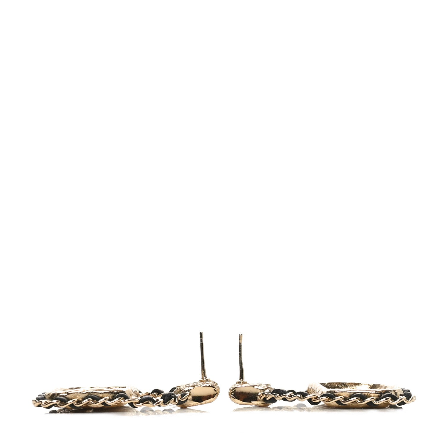 Chanel Metal Lambskin Quilted CC Chain Flap Bag Earrings Gold Black 3 of 5