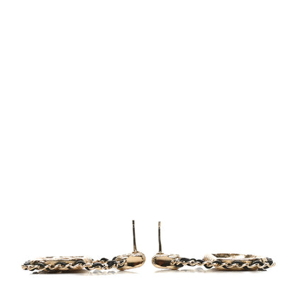 Chanel Metal Lambskin Quilted CC Chain Flap Bag Earrings Gold Black 3 of 5
