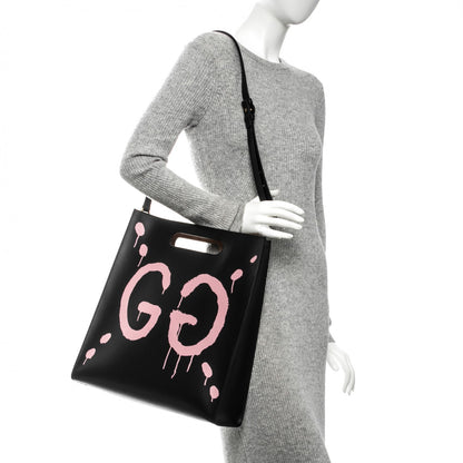 Gucci Calfskin GucciGhost Real Medium XL Tote Black Pink 2 of 7