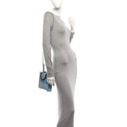 Fendi Vitello King Plexiglass Logo Embossed Mini Fendi Sunshine Shopper Tote Azzurro Baby 2 of 10