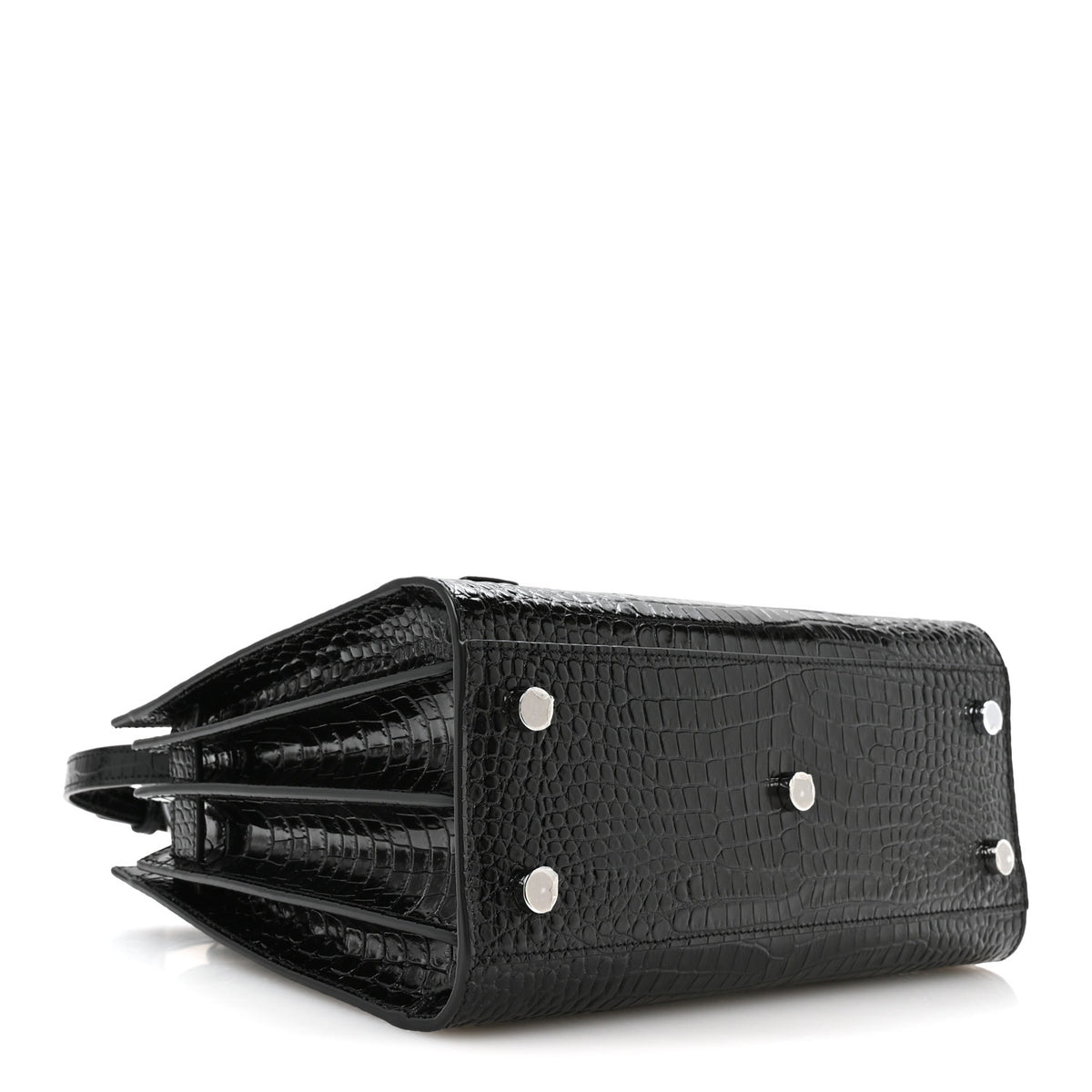 Calfskin Crocodile Embossed Baby Sac De Jour Black