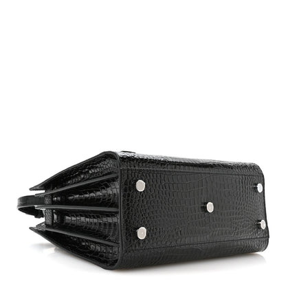 Saint Laurent Calfskin Crocodile Embossed Baby Sac De Jour Black 4 of 11