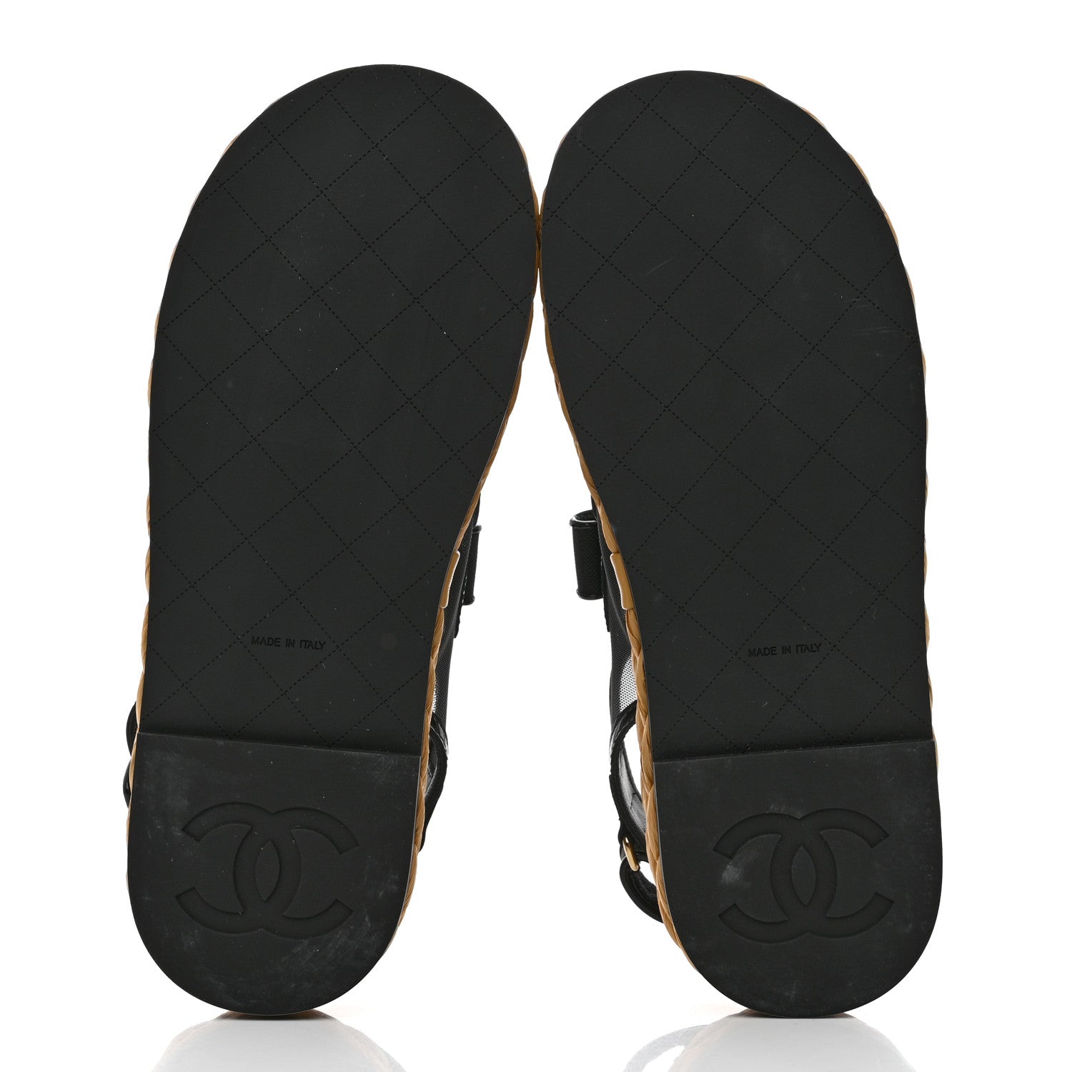 Chanel Mesh Patent Calfskin Velcro Dad Sandals 39 Black 5 of 8