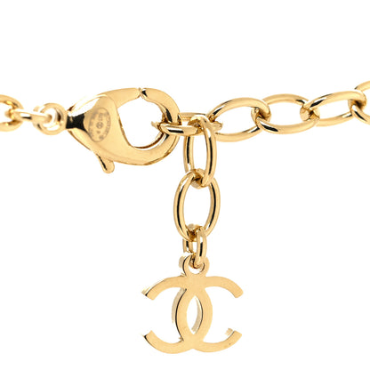 Chanel Crystal CC Heart Link Choker Necklace Gold 4 of 5