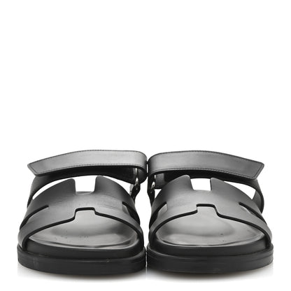 Hermes Calfskin Womens Chypre Sandals 36.5 Black 3 of 10
