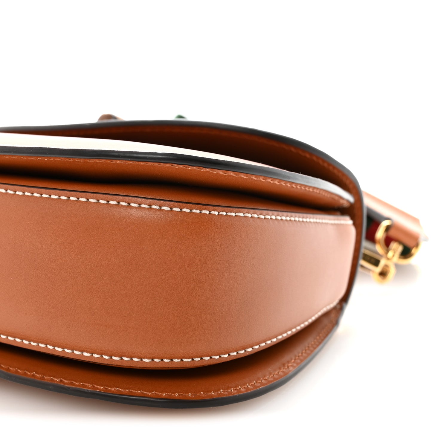 Boarded Dyana Lux Calfskin Web Small Bamboo 1947 Top Handle Bag Brown