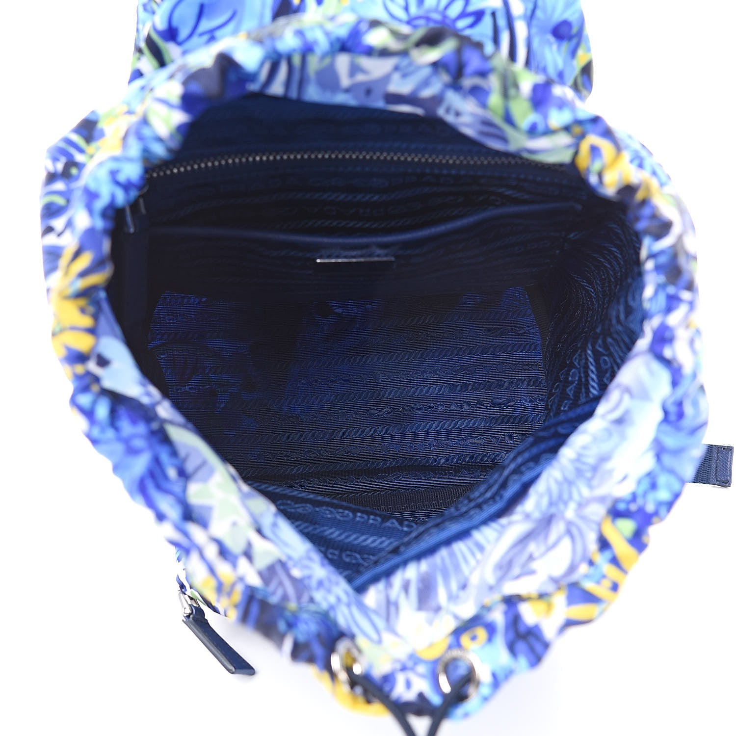 Prada Tessuto Nylon Floral Print Single Buckle Backpack Bluette Dis Primule 5 of 9