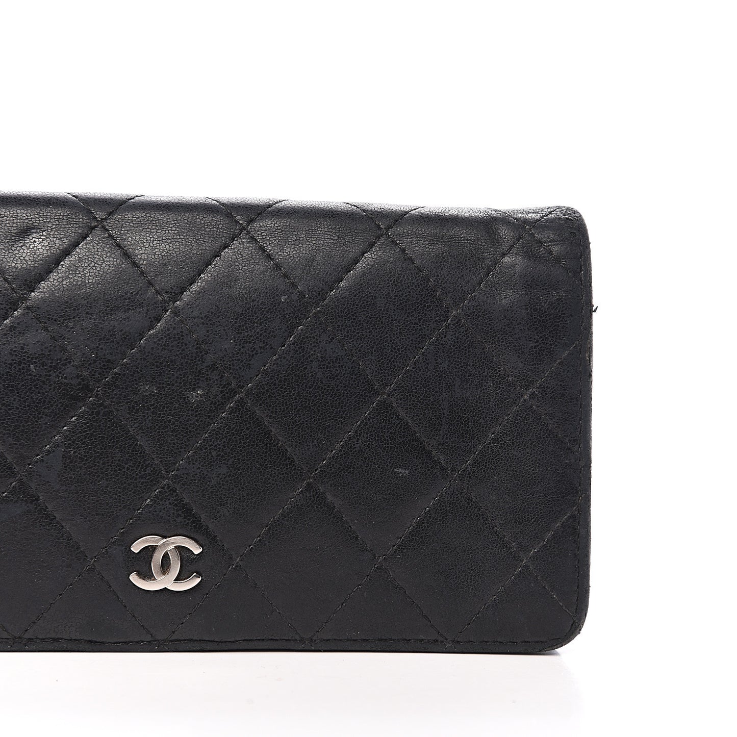 Lambskin Quilted Yen Wallet Black