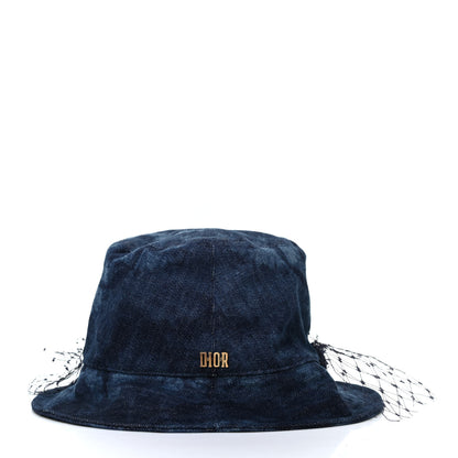 Christian Dior Cotton Small Kaleidoscopic Brim Bucket Hat with Veil 57 Blue 6 of 10