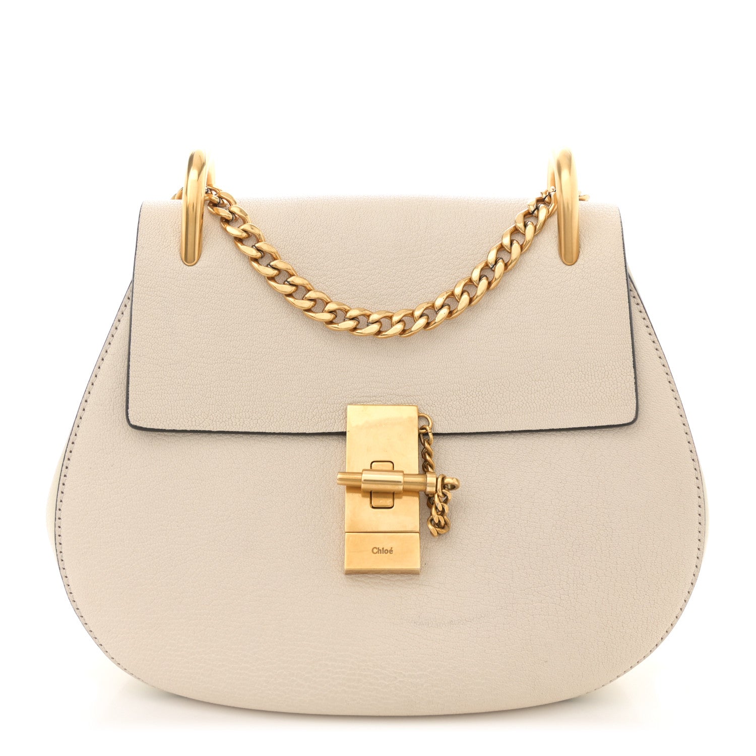 Chloe Grained Calfskin Drew Shoulder Bag Abstract White 1 of 10