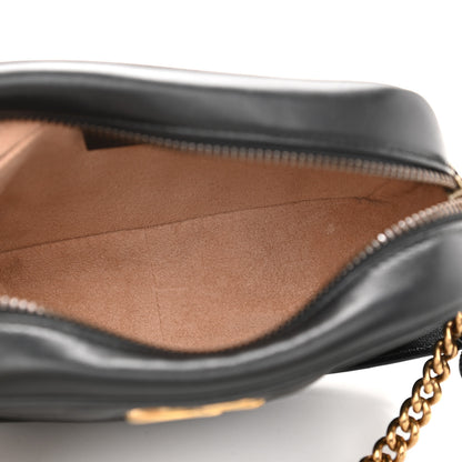 Gucci Calfskin Matelasse Mini GG Marmont Chain Shoulder Bag Black 5 of 10