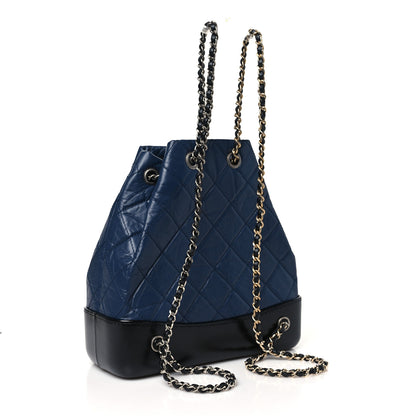 Chanel Aged Calfskin Quilted Gabrielle Backpack Navy Black 3 of 10