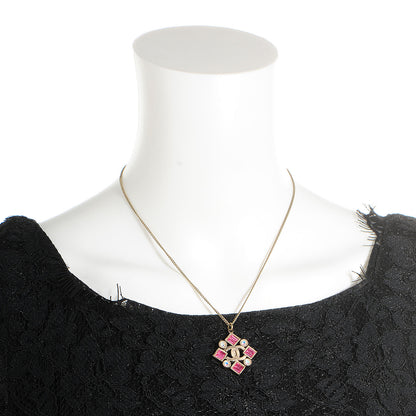 Chanel Baguette Crystal CC Pendant Necklace Rose 2 of 5