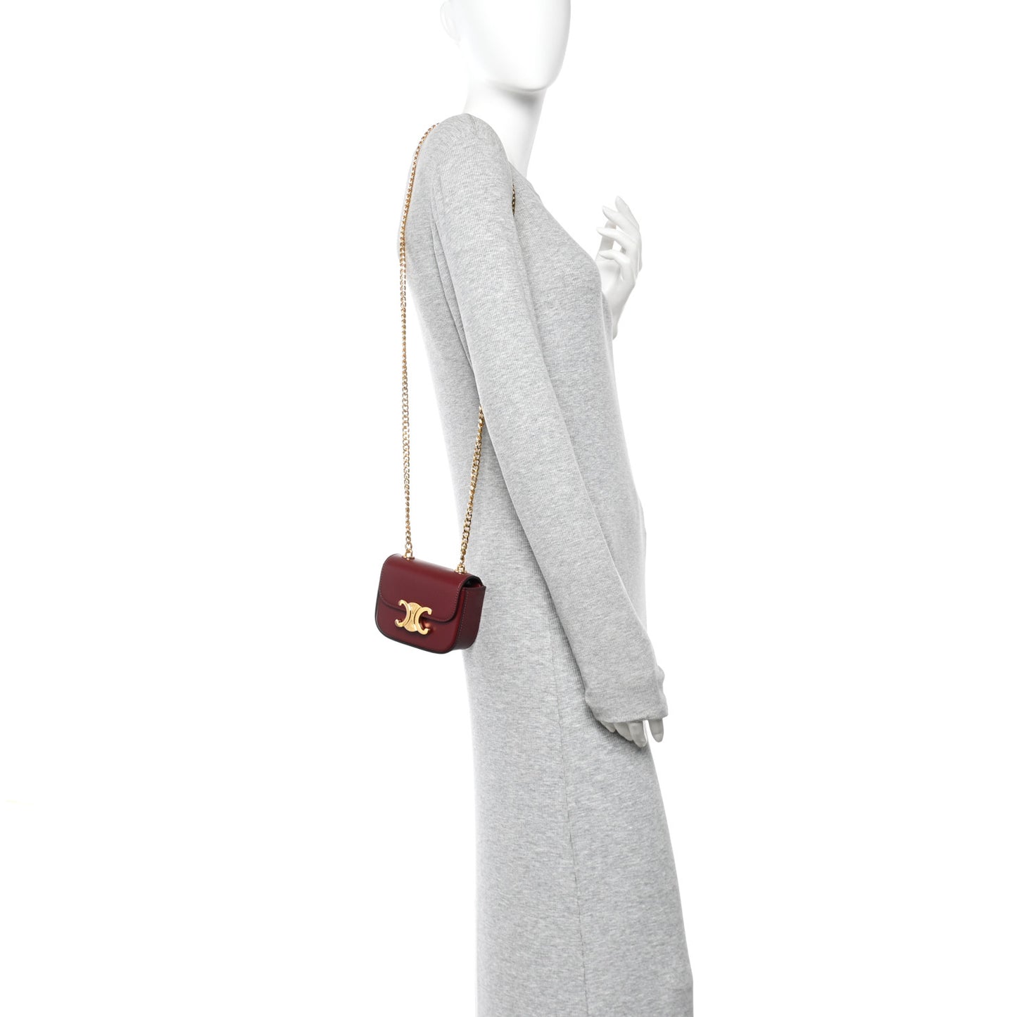 Shiny Calfskin Mini Chain Claude Burgundy