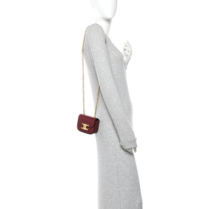 Celine Shiny Calfskin Mini Chain Claude Burgundy 2 of 10