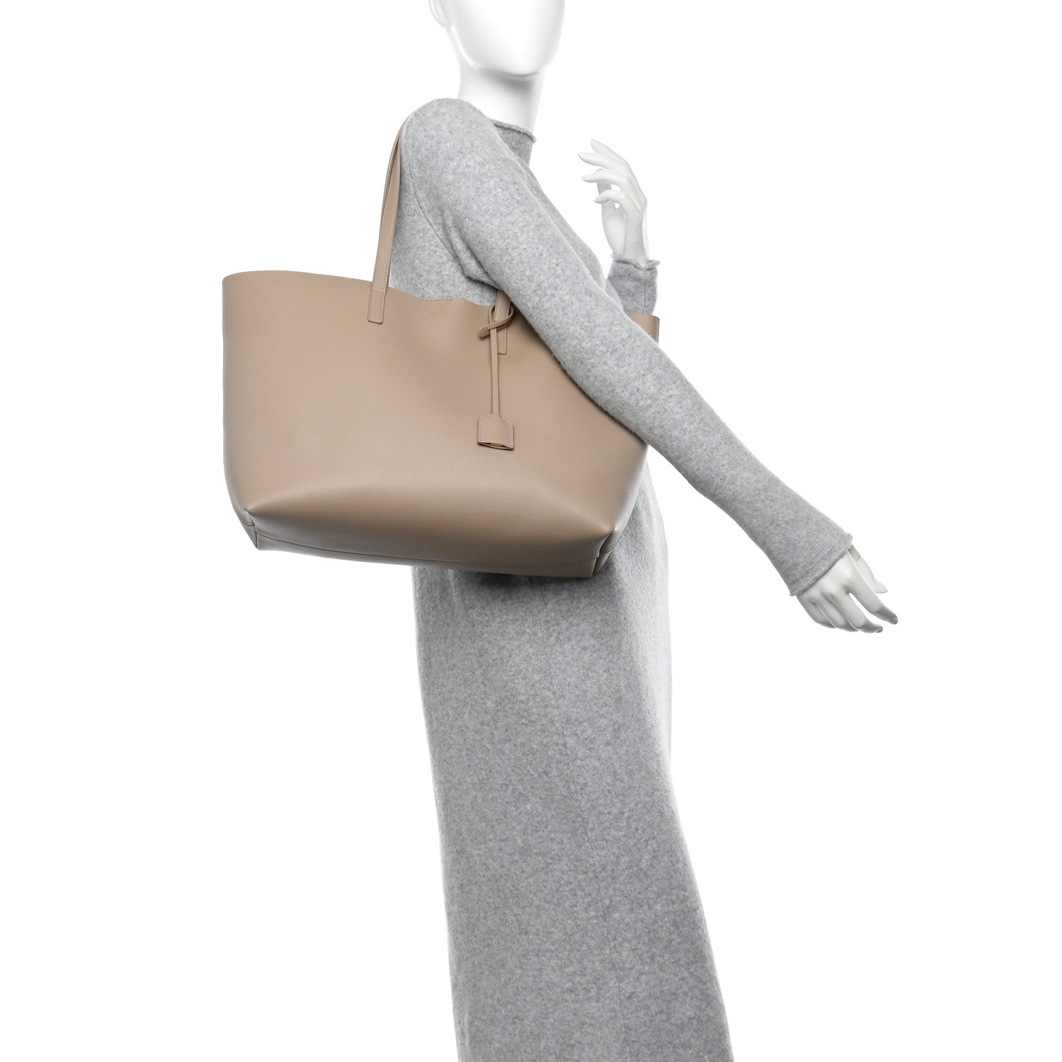 Saint Laurent Calfskin Large Shopping Tote Dark Beige 2 of 12