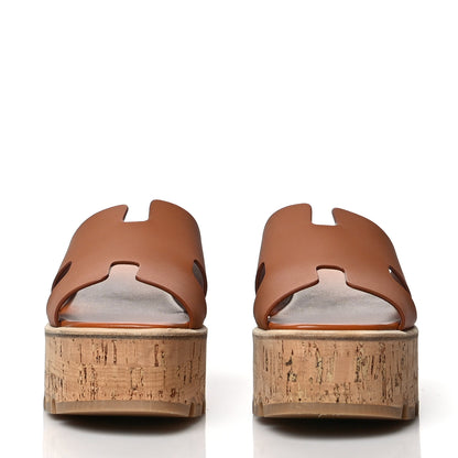 Hermes Calfskin Cork Eze 30 Sandals 39 Marron Glaise 2 of 9