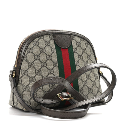 Gucci GG Supreme Monogram Textured Dollar Calfskin Web Small Ophidia Dome Shoulder Bag Beige Ebony New Acero 3 of 10
