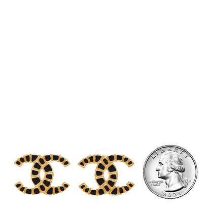 Chanel Resin Along The Nile CC Earrings Gold Black 2 of 4