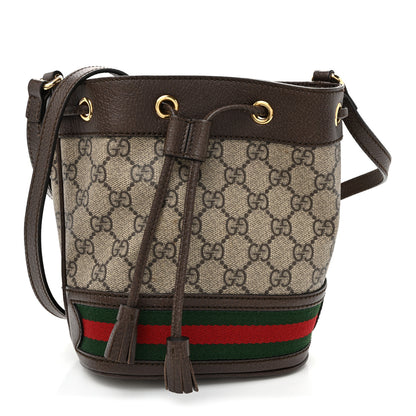 Gucci GG Supreme Monogram Web Mini Ophidia Bucket Bag Brown Brown 1 of 10