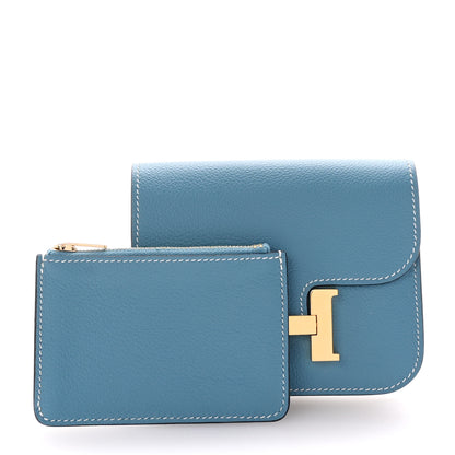 Hermes Evercolor Constance Slim Wallet Blue Jean 2 of 9