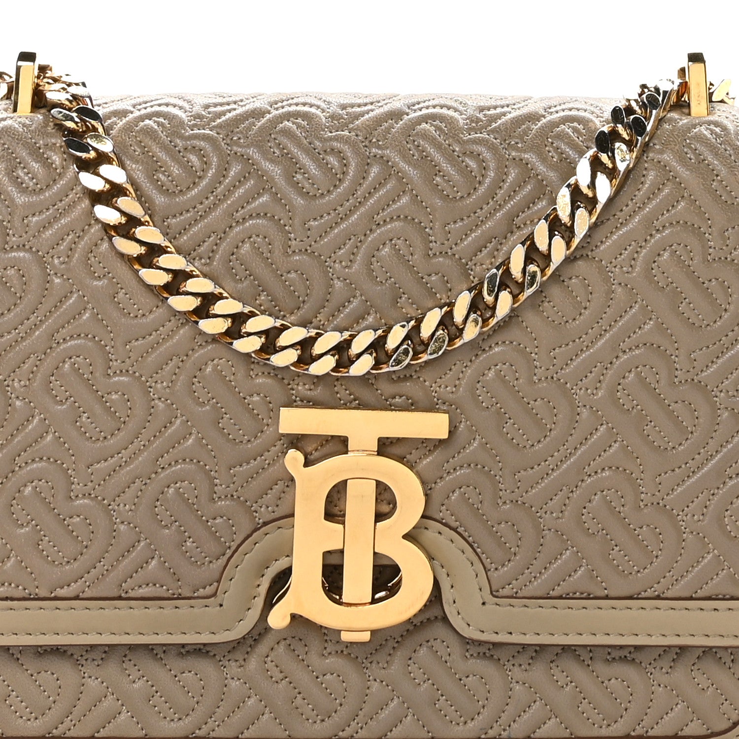 Burberry Calfskin Monogram Embossed Small TB Chain Bag Honey 8 of 12